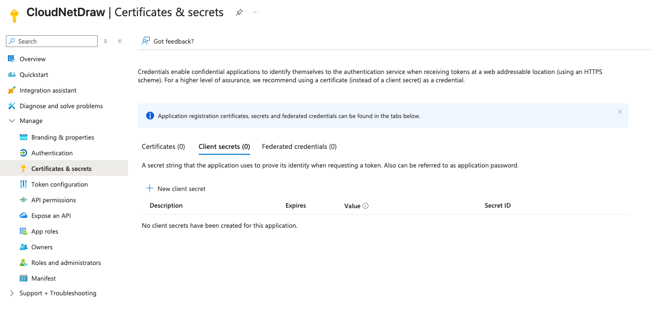 Create secret